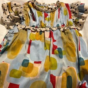 Entro Multicolor Abstract Blouse with Ruffled Sleeves